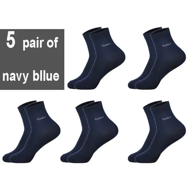 10Pcs=5Pair High Quality New Bamboo Fiber Socks Men Casual Business Breatheable Men&#39;S Dress Sock