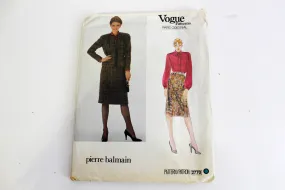 1980s Vogue Paris Original 2770 Pierre Balmain Sewing Pattern, Women's Skirt, Jacket and Blouse, Complete, Bust 32.5