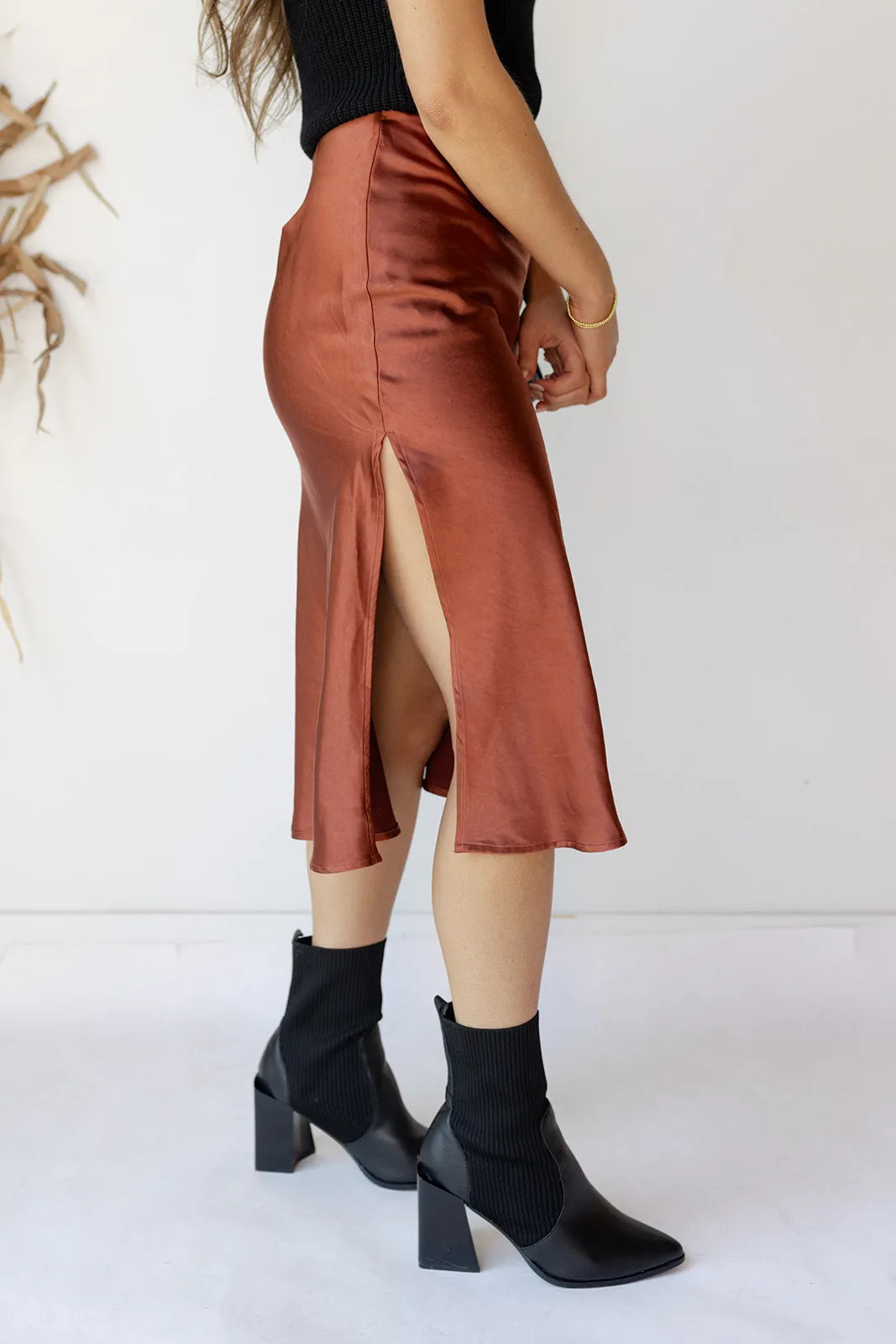 alexia silk satin skirt