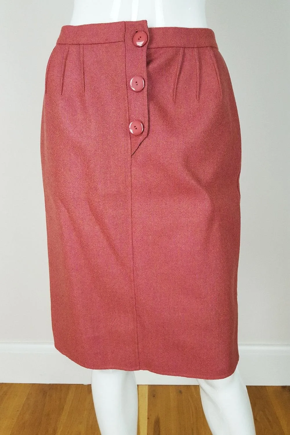 ANDRE LAUG Vintage Pink Cashmere Wool Angora Mix Pencil Skirt (S)