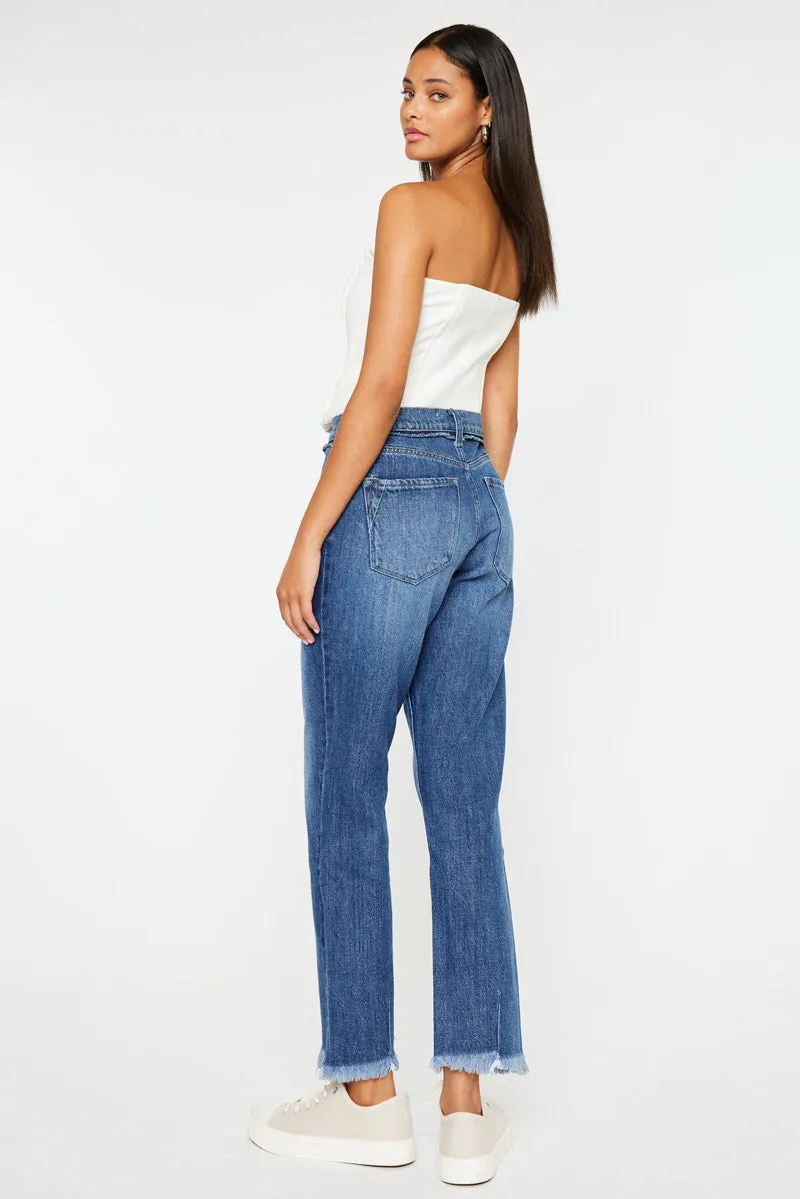 Angelina High Rise Slim Straight Leg Jeans