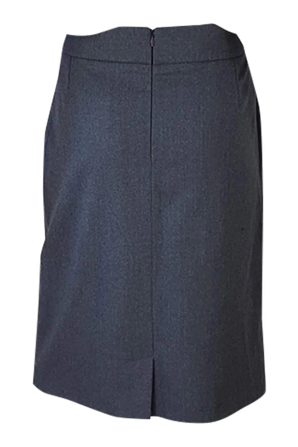 BAMFORD Grey Organic Wool Pleat Front Pencil Skirt (UK 14)