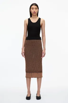 Bi-Color Knit Pencil Skirt