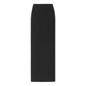 Black Ribbed Stretch Pencil Skirt