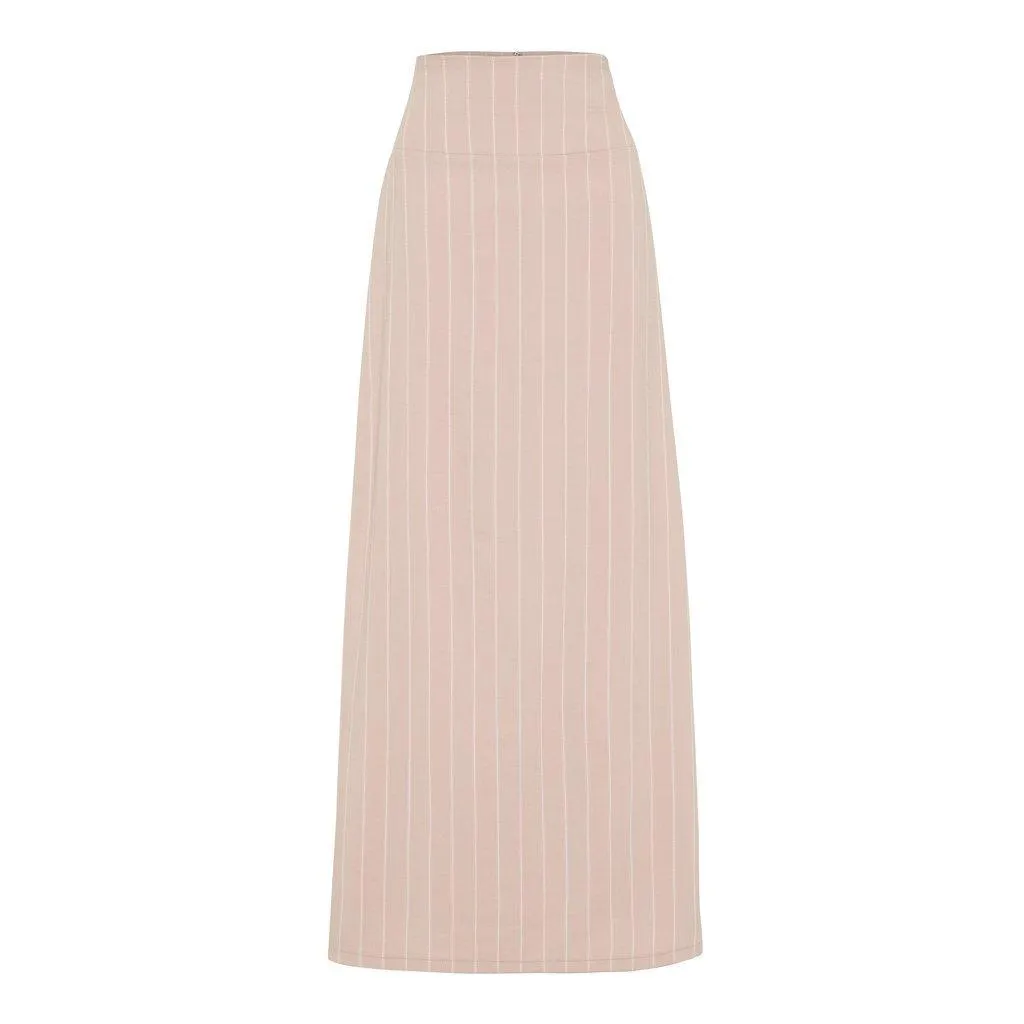 Blush Linen Pinstripe High Waisted Skirt