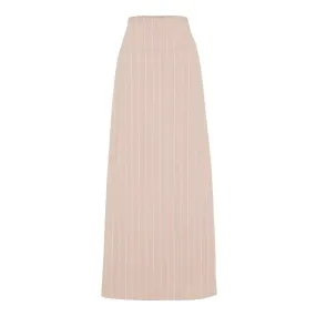 Blush Linen Pinstripe High Waisted Skirt