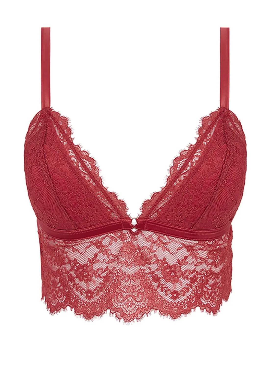 Bralette With Lace Details - Red