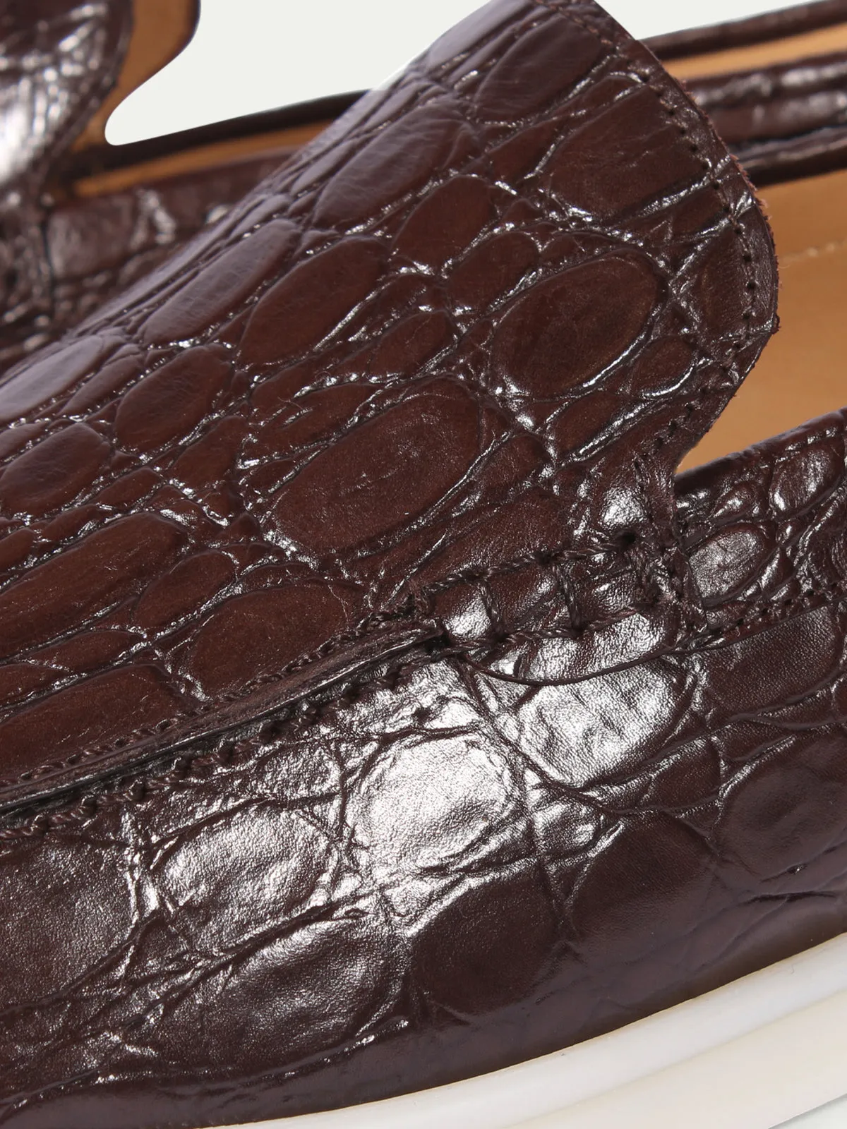 Brown Crocodile Yacht Loafers