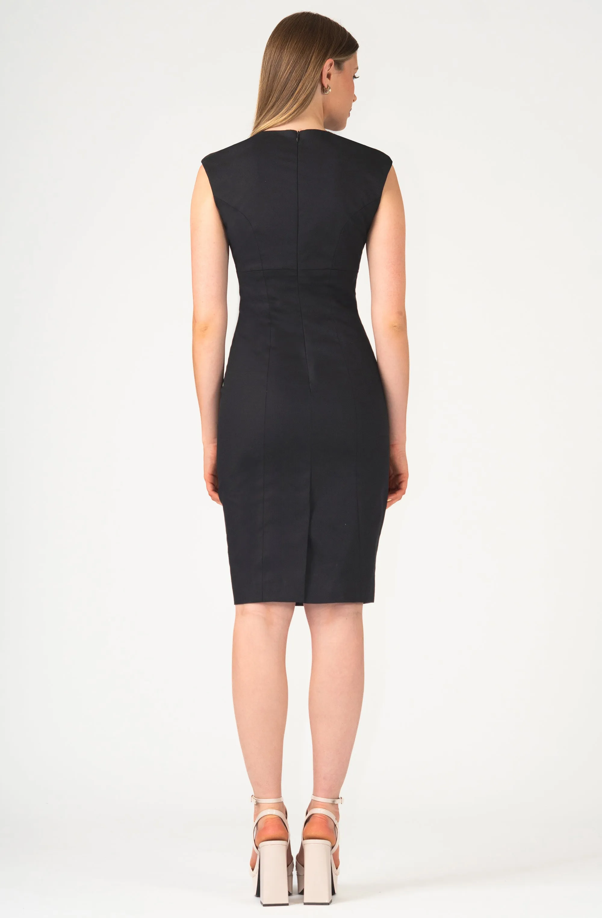 Cotton Sleeveless Keyhole Fitted Dress