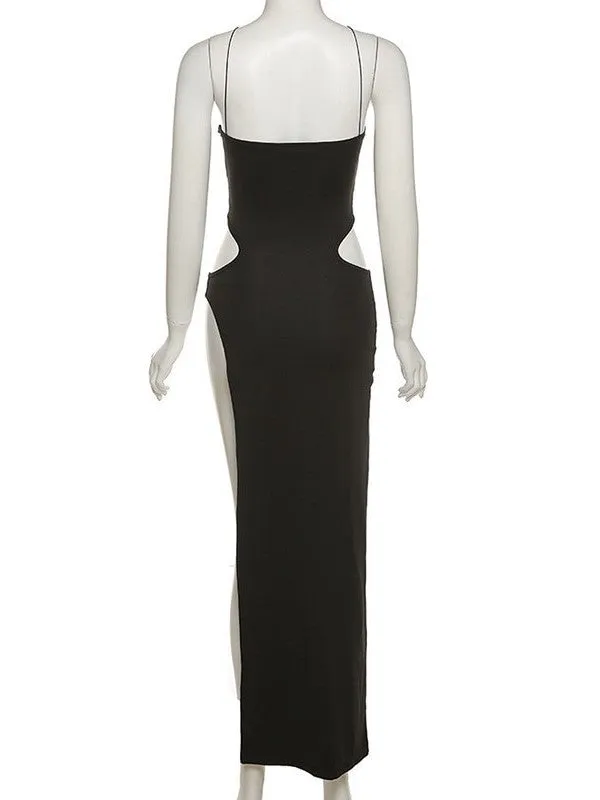 Cut Out Side Slit Maxi Party Dress