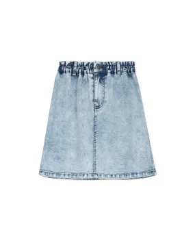 Denim Straight Fly Front Short Skirt