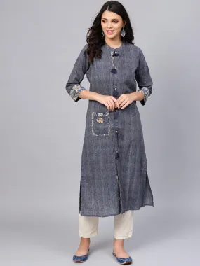 Divena Blue Straight Kurta