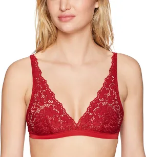 DKNY Intimates Women's Bra Classic Lace Bralette, Red, L