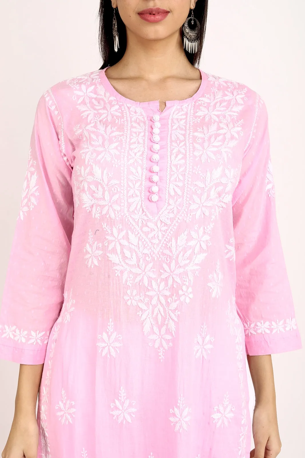 Dobby Chrochet Chikankari Straight Kurti