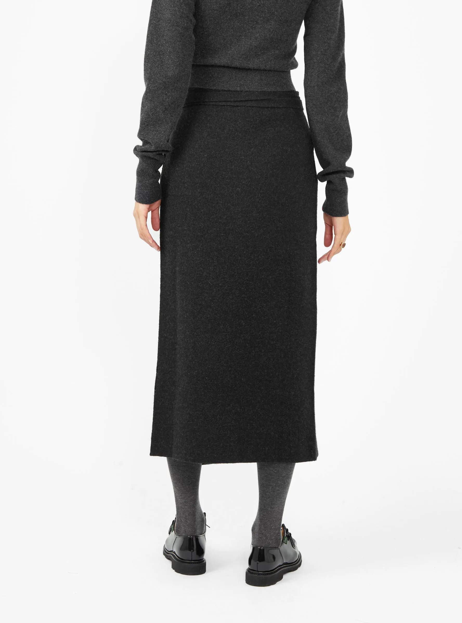 Double Knit Apron Skirt Black Melange