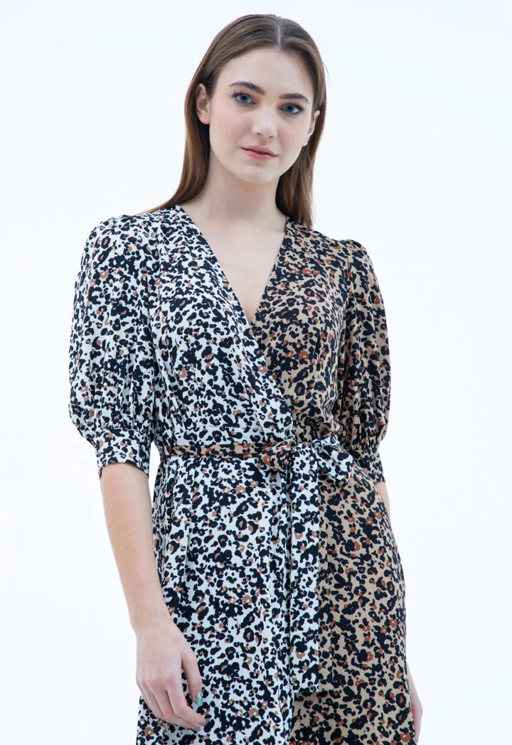 Double Tone Leopard Printed Dress