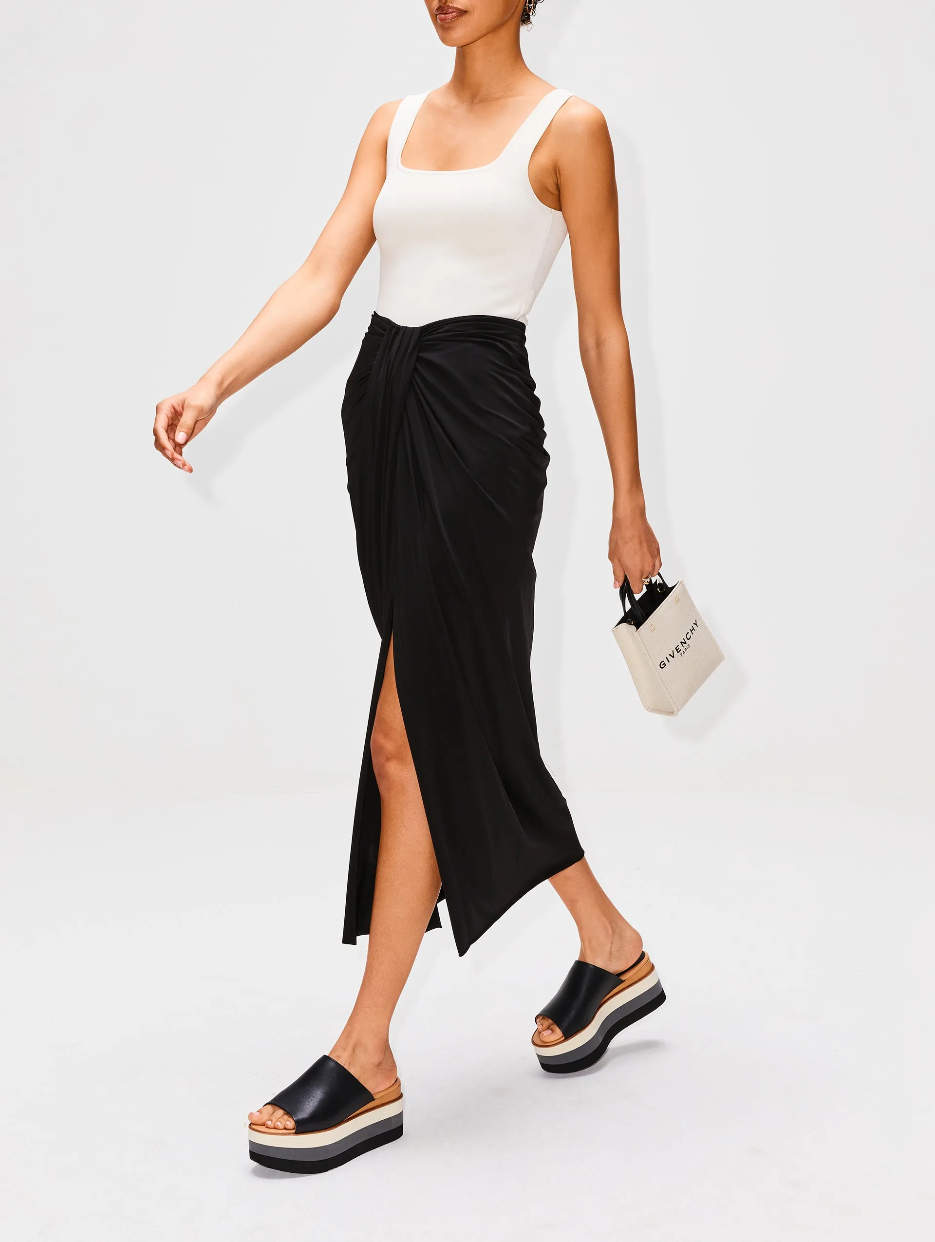 Draped Jersey Pencil Skirt