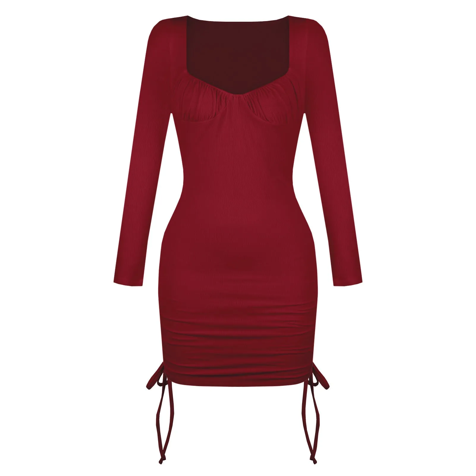 Drawstring Square Collar Mini Dress