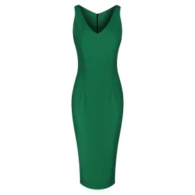 Emerald Green Sleeveless Bodycon Pencil Wiggle Dress