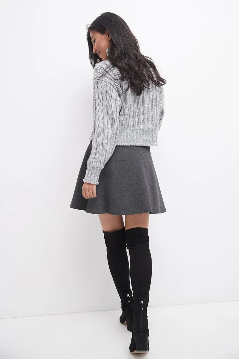 Fit-And-Flare Skirt with Wide Waistband