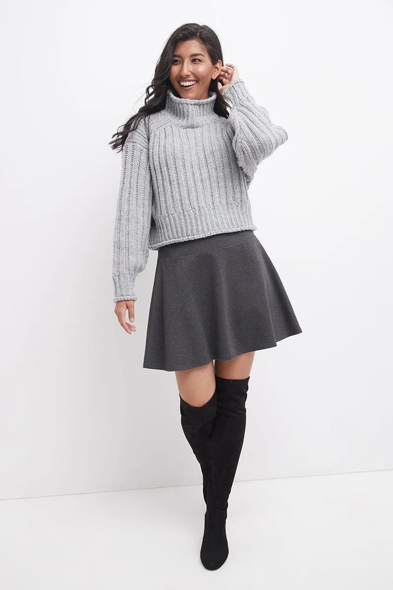 Fit-And-Flare Skirt with Wide Waistband