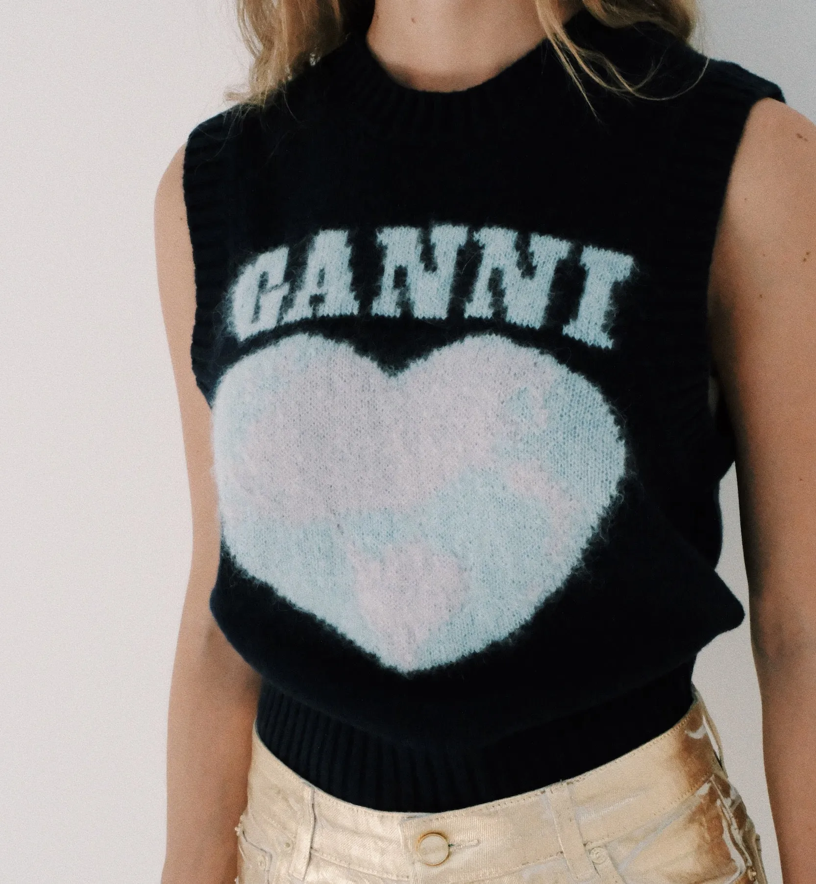 GANNI Heart Wool Mix Vest