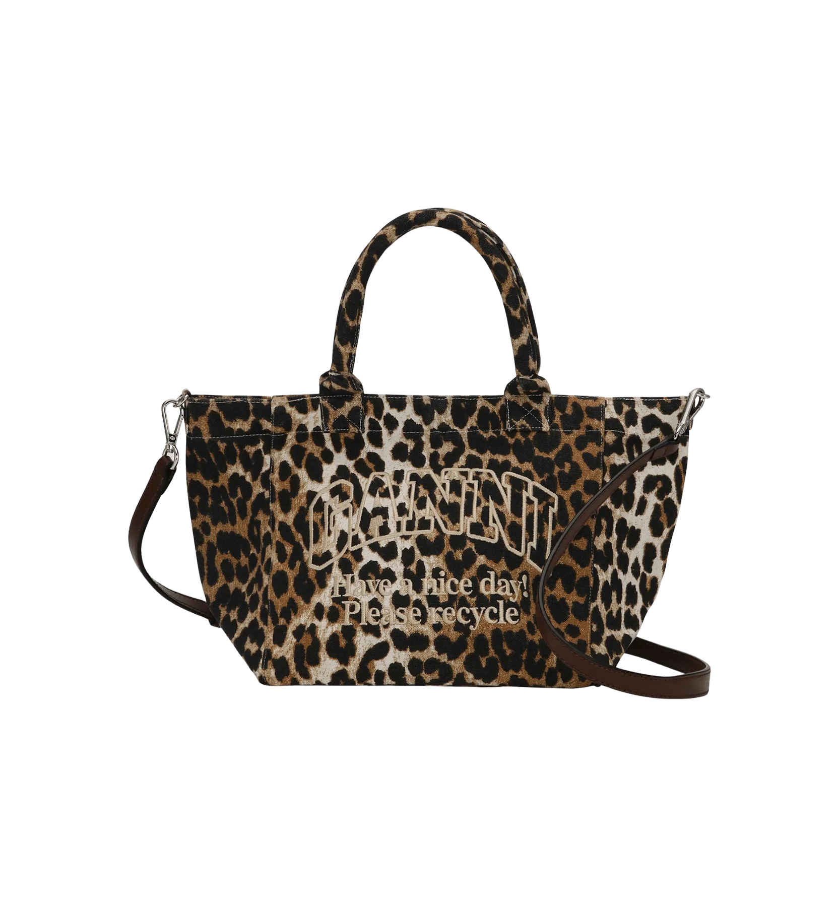 GANNI Leopard Small Easy Shopper