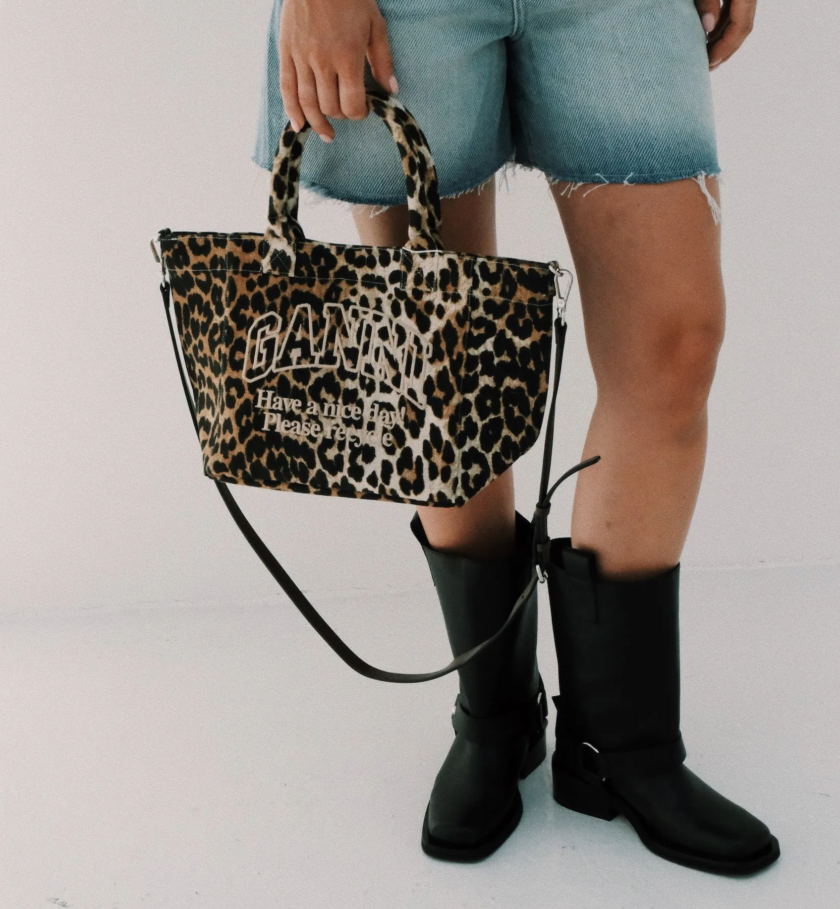 GANNI Leopard Small Easy Shopper