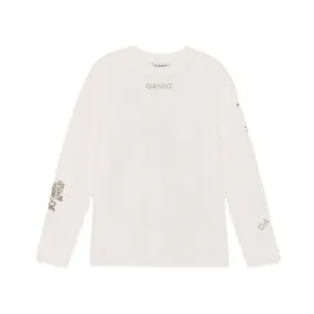 Ganni Light Jersey Layered Long Sleeve T-Shirt 'Vanilla Ice'