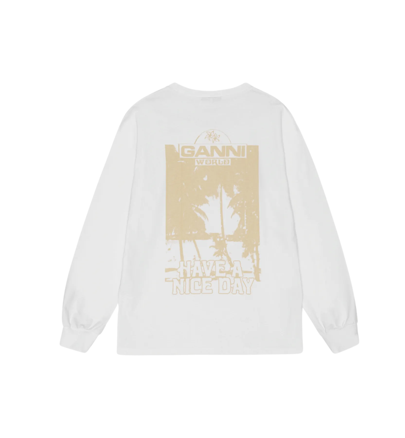 GANNI White Future Palm Long Sleeve T-shirt