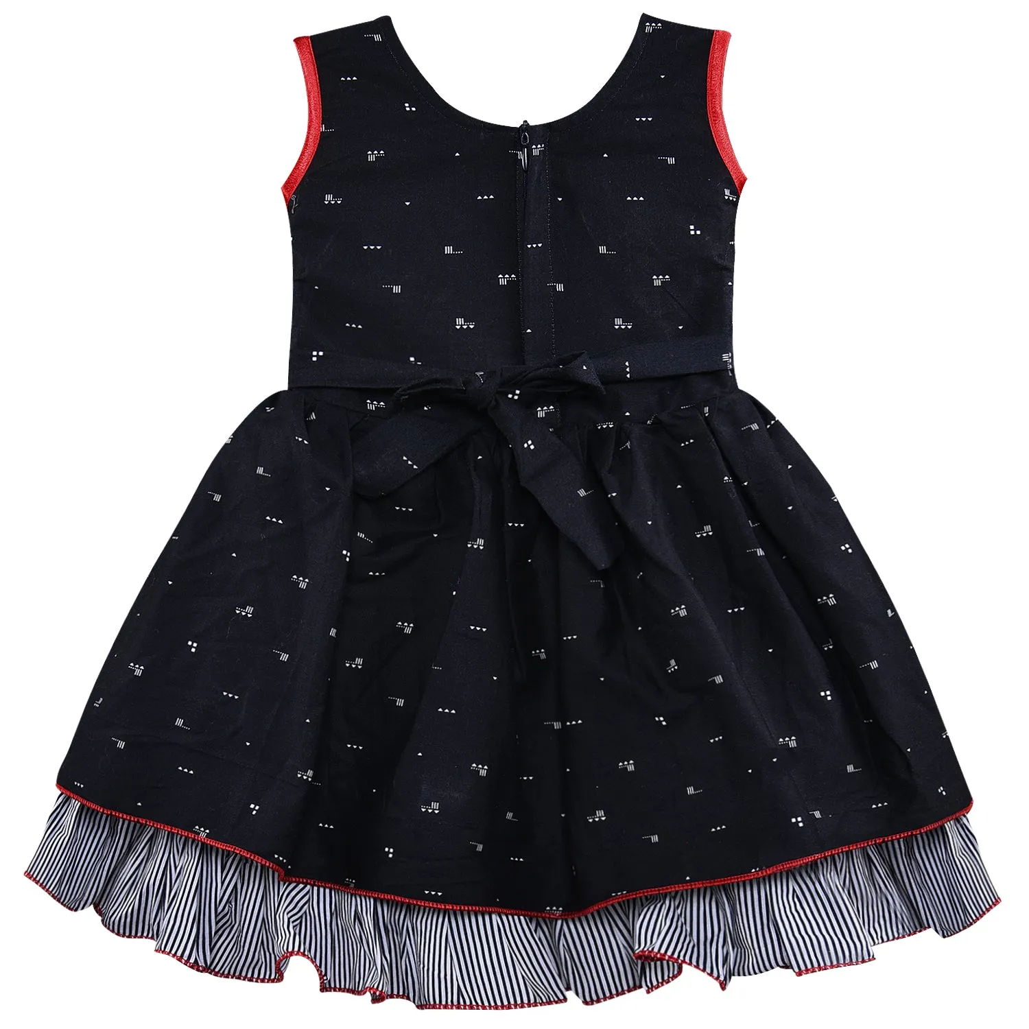 Girls A-line Graphic Printed dress with bow detail