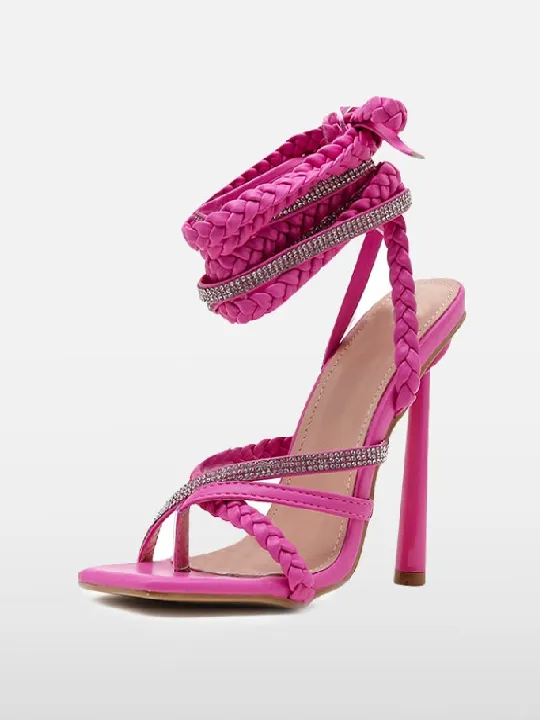 High Heel Sandals Crystal Ankle Strap