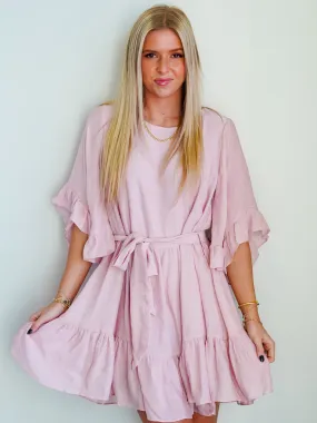 Holli Ruffled Angel Sleeve Dress