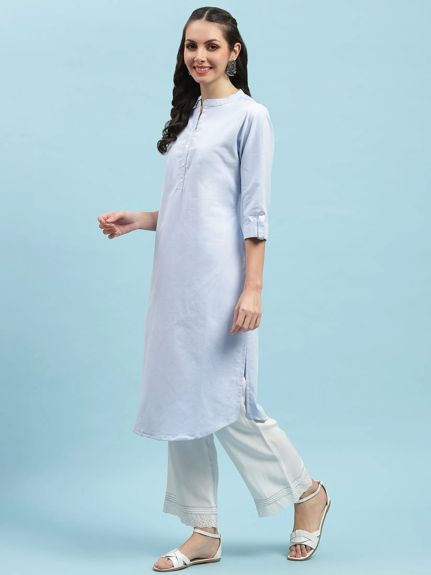 Indiessence Blue Straight Kurta