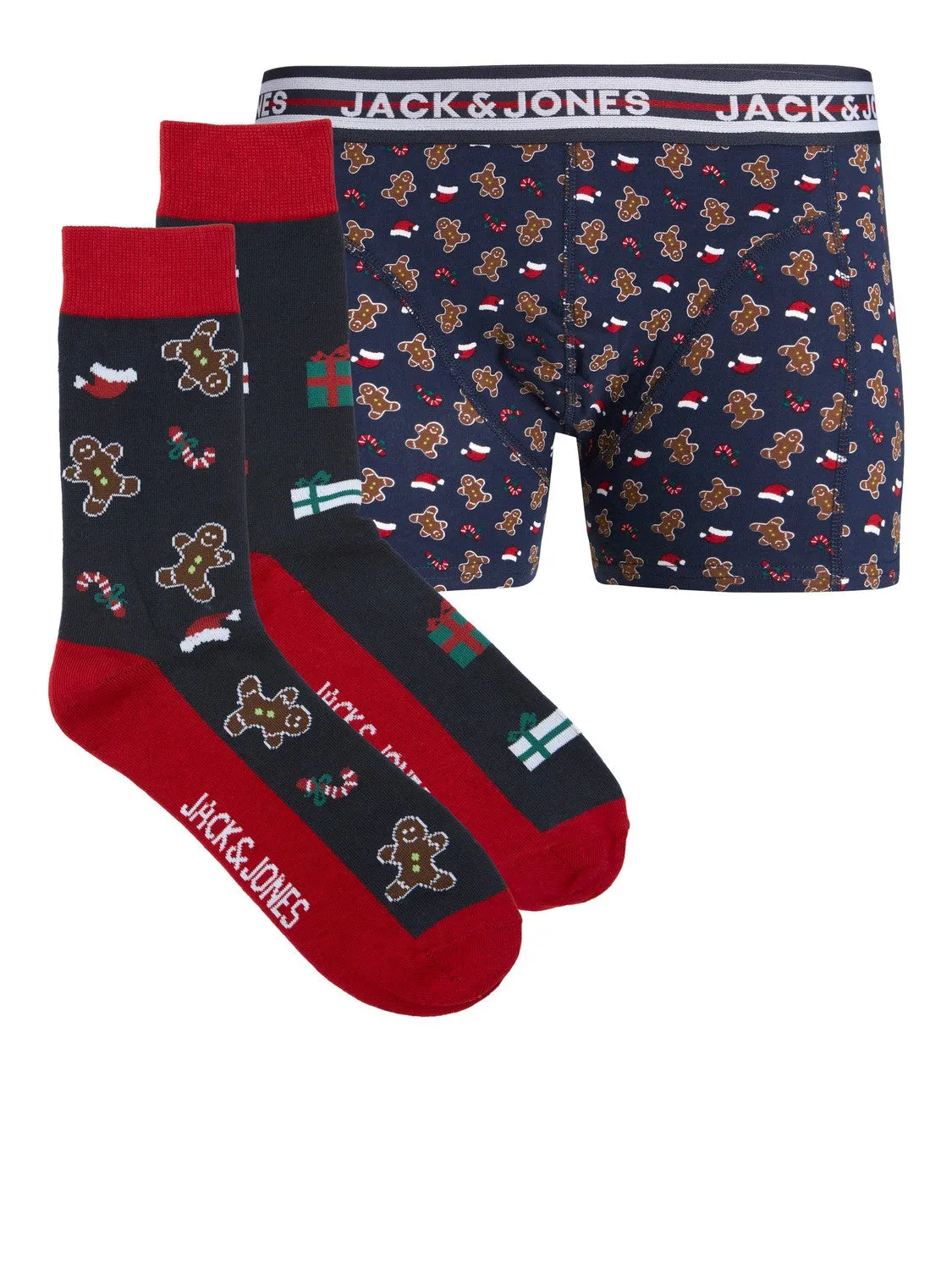 Jack & Jones Mens Christmas/ Xmas 'JacMerry' Boxer Trunk & Socks Giftbox Set