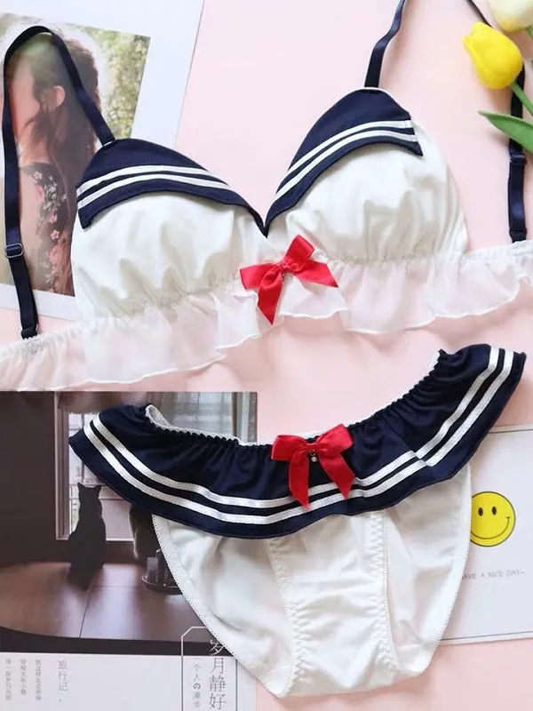 Cute Japanese Cosplay Sailor-Themed Underwear Set for Women