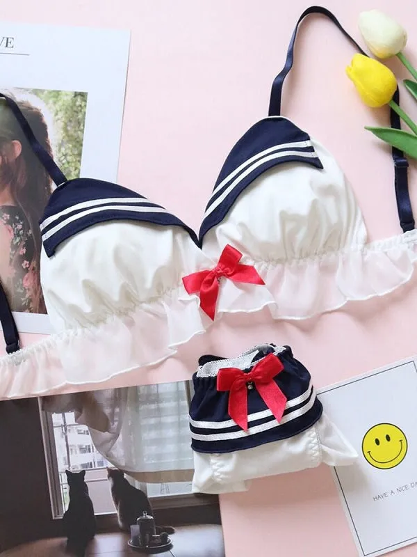 Cute Japanese Cosplay Sailor-Themed Underwear Set for Women