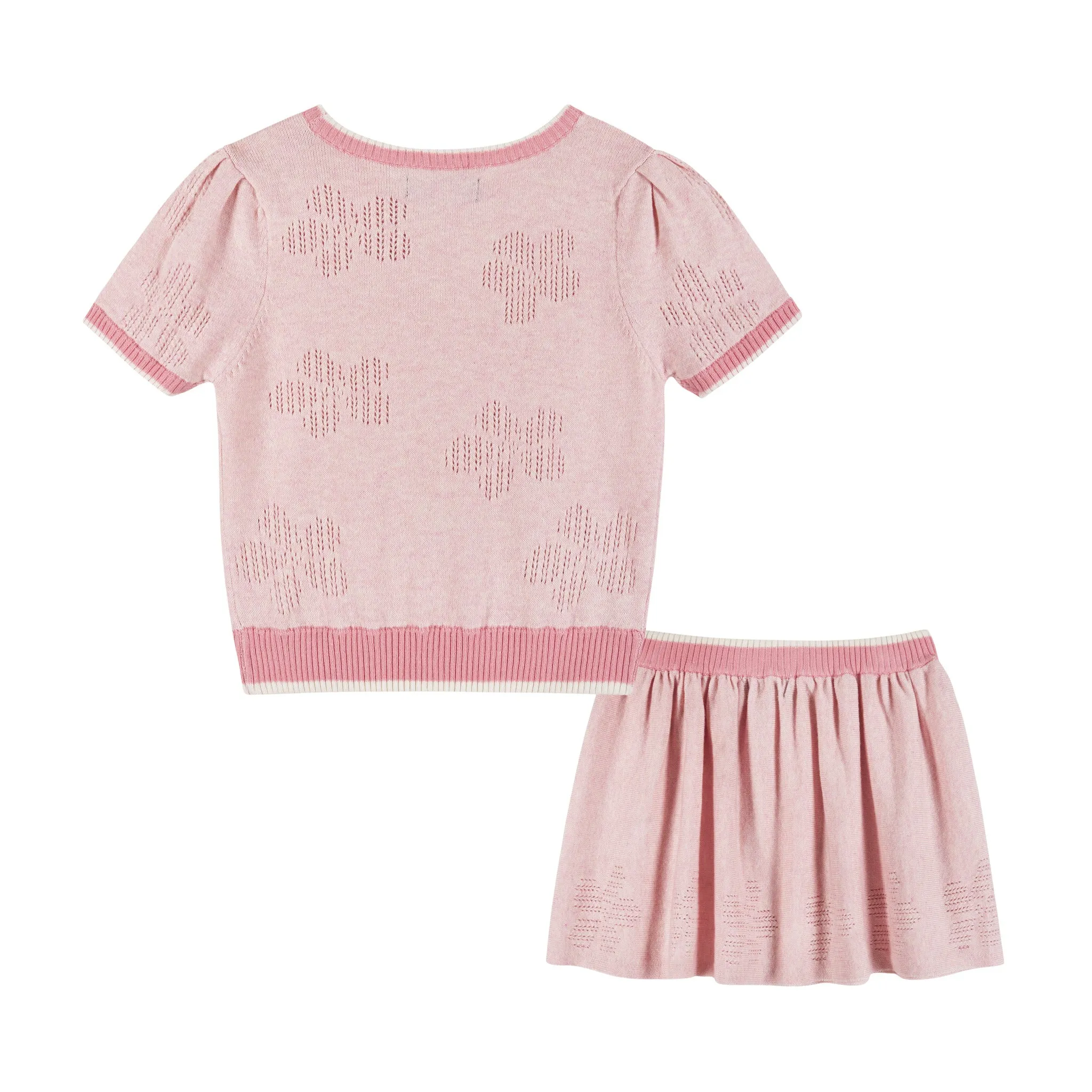 Knit Skirt Set (Size 4-6X) | Pink Flowers