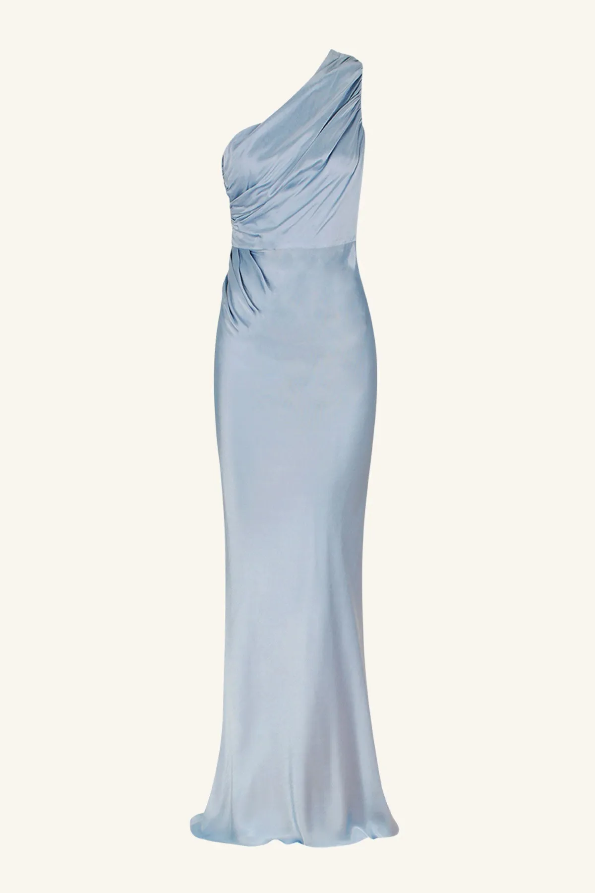 LA LUNE GATHERED ONE SHOULDER MAXI DRESS - POWDER BLUE