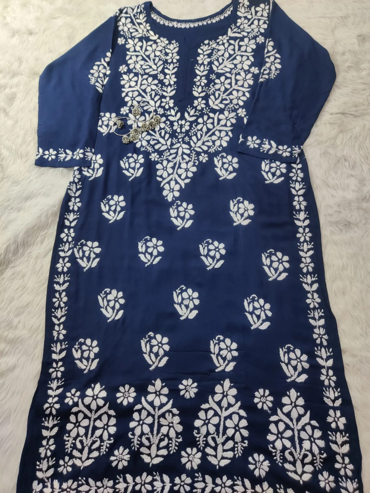 Mausam Modal Chikankari Straight Kurti