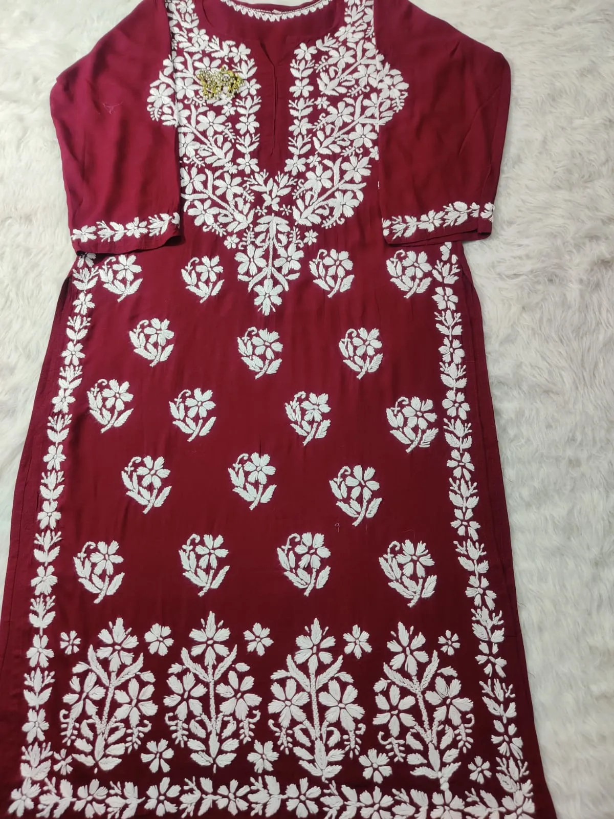 Mausam Modal Chikankari Straight Kurti