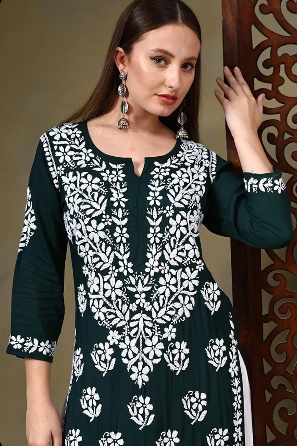 Mausam Modal Chikankari Straight Kurti