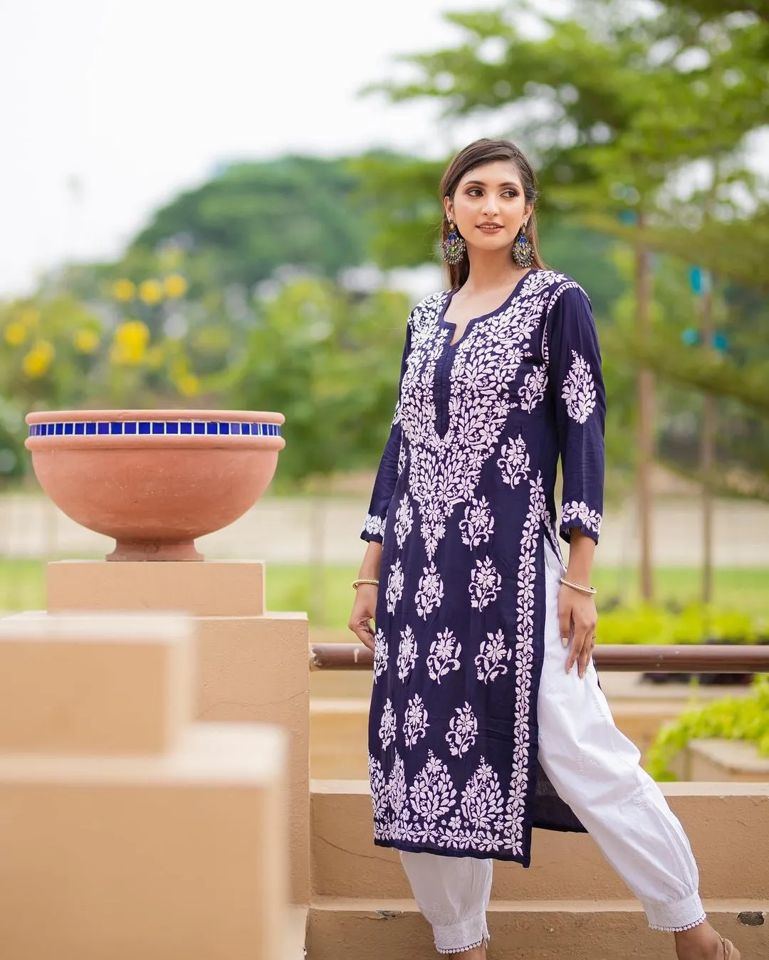 Mausam Modal Chikankari Straight Kurti