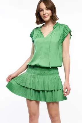 Mini Dress w/ Pleated Skirt - Spring Green