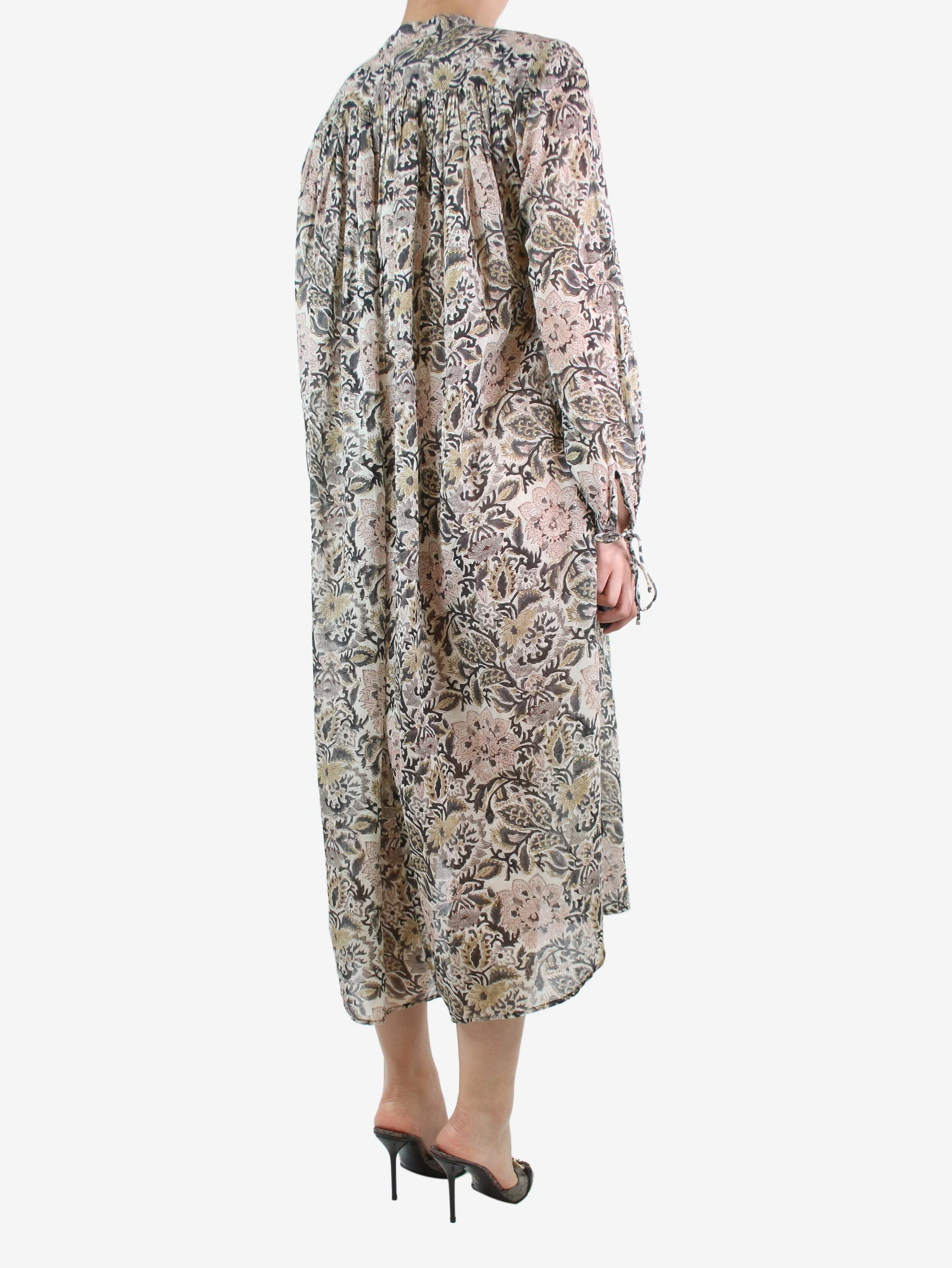 Neutral floral printed dress - size UK 10