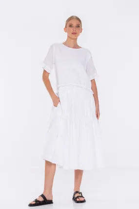 Only You Dress - White with Black Waist Stitching