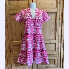 Pink and White Print Dress