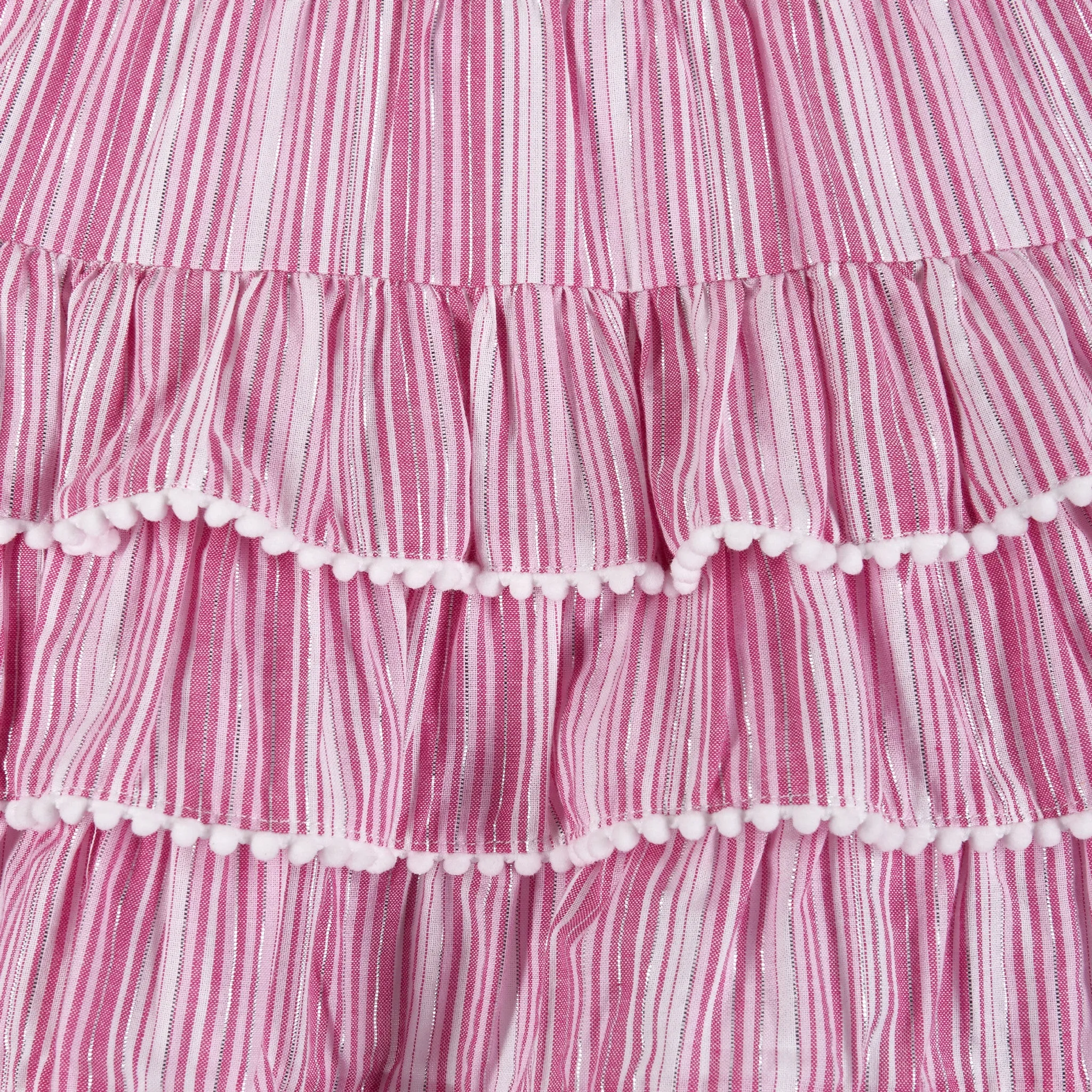 Pink Stripe Top & Tiered Ruffle Skirt Set