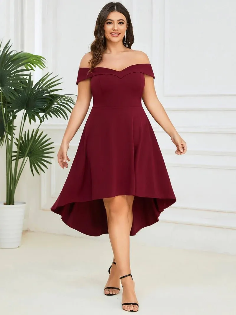 Plus Sexy Off Shoulders A Line Asymmetric Hem Evening Dresses