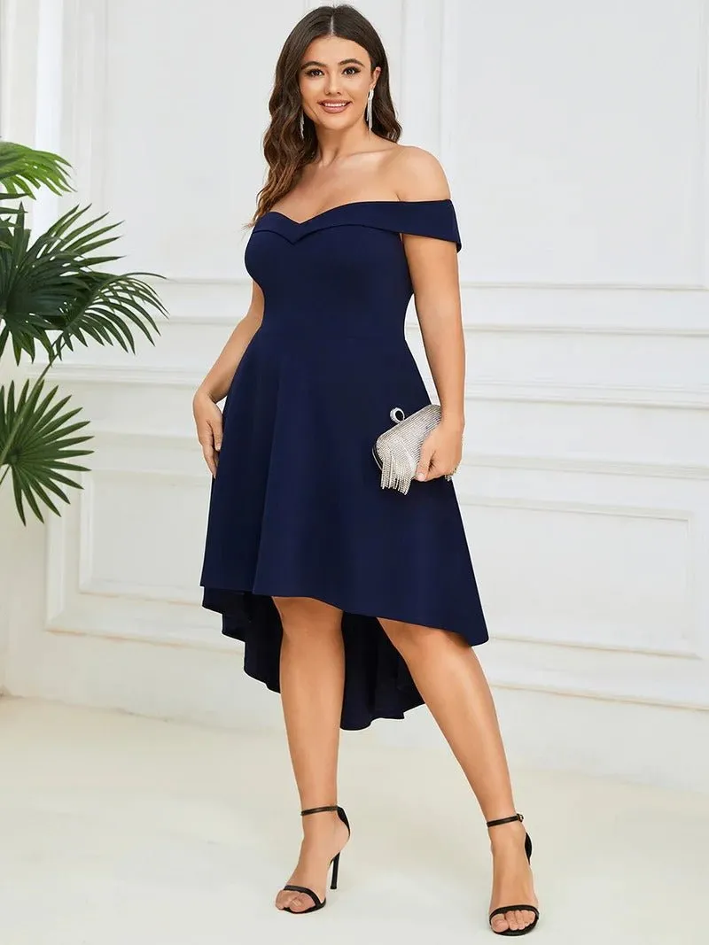 Plus Sexy Off Shoulders A Line Asymmetric Hem Evening Dresses